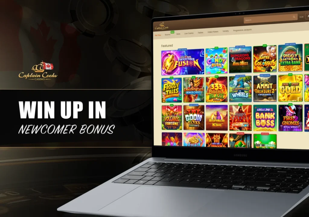 Welcome package at Captain Cooks Casino featuring bonus funds for eligible new players