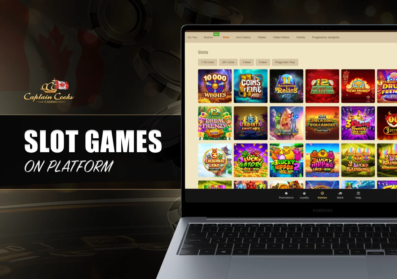 Variety of slot machines featuring different themes, mechanics and bonus features