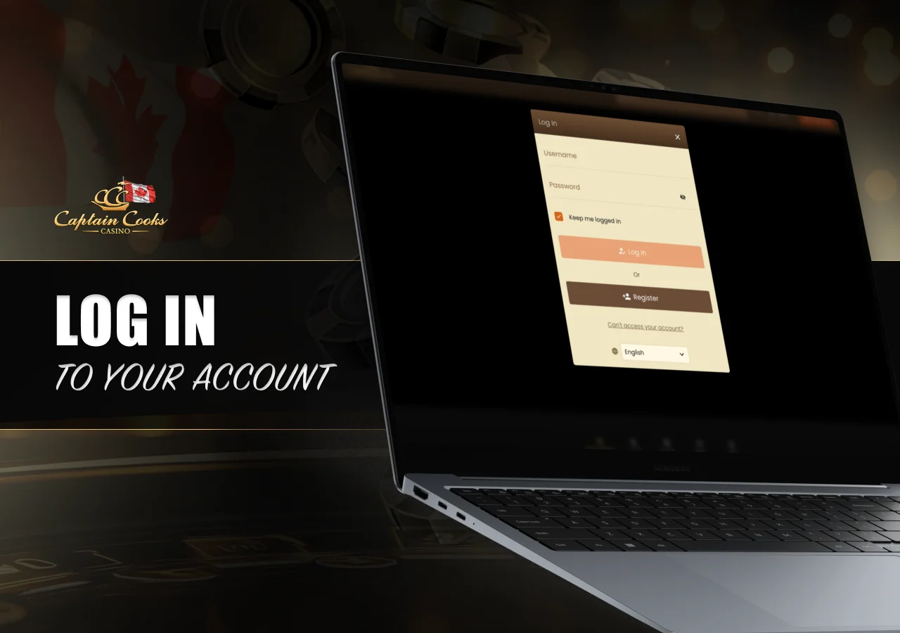 Captain Cooks Canada login page with secure account access and user authentication tools